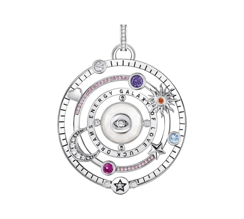 Thomas Sabo Silver Blackened Pendant with Half-ball and Colourful Stones