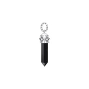 Thomas Sabo blackened silver pendant featuring a hexagon-cut black onyx stone and decorative zirconia-set eyelet.