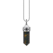 Thomas Sabo Silver Blackened Pendant with Hexagon-cut Gold Blue Tiger's Eye