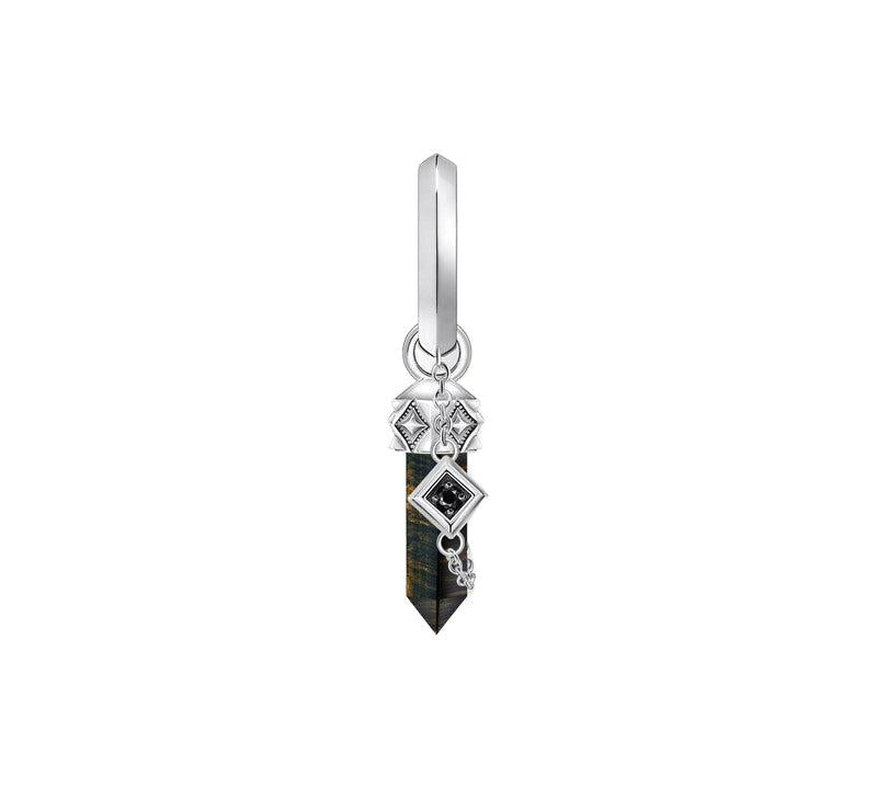 Thomas Sabo Silver Blackened Single Hoop Earring with Gold Blue Onyx Pendant