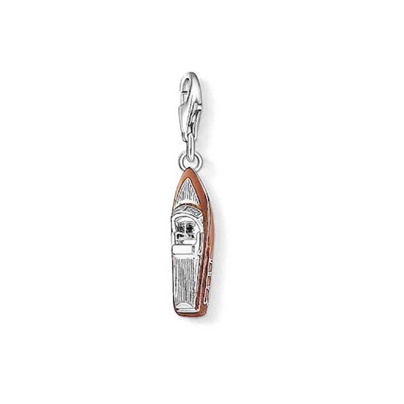 Silver & Brown Enamel Boat Charm