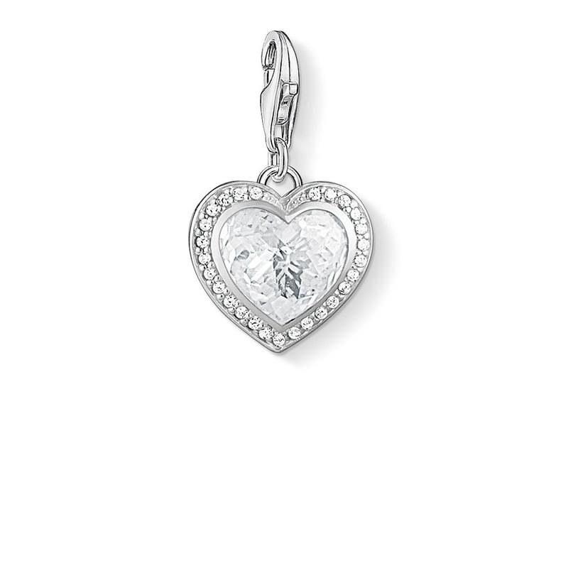 Silver Cubic Zirconia Heart Charm