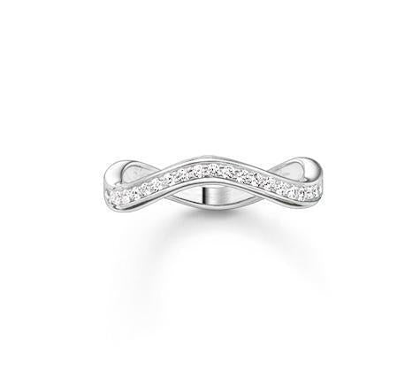 Thomas Sabo Silver Cubic Zirconia Narrow Wave Ring