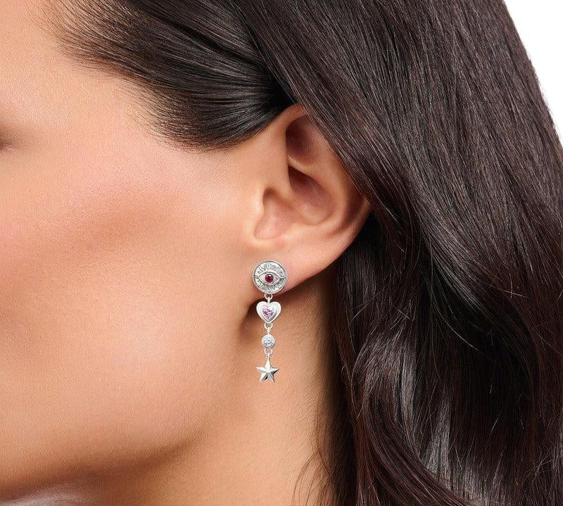 Thomas Sabo Silver Earrings with Different 3D symbols and Colourful Stones