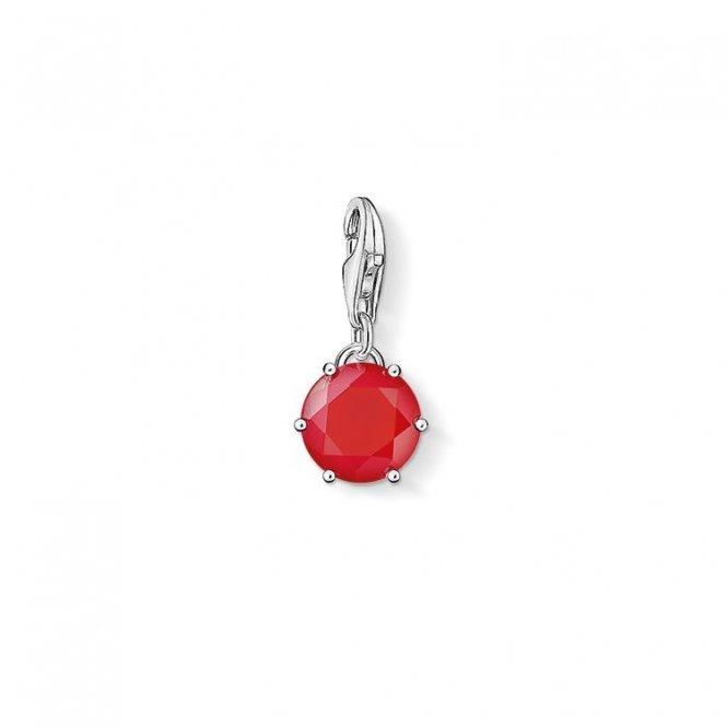 Silver July Red Coral Charm