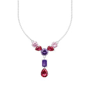 Thomas Sabo Silver Necklace in Y-shape with Pink, Red and Violet Zirconia