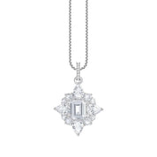 Thomas Sabo silver pendant featuring a central octagon zirconia stone surrounded by pear and round cut white stones.