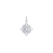 Thomas Sabo silver pendant featuring a central octagon-cut white zirconia stone surrounded by pear and round-cut accents.