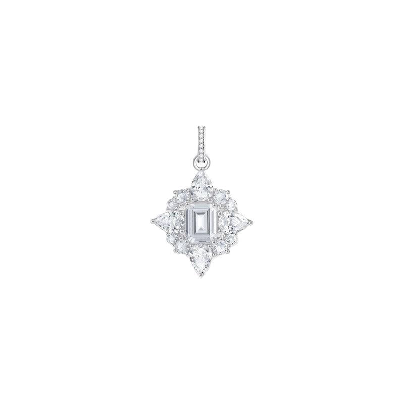 Thomas Sabo silver pendant featuring a central octagon-cut white zirconia stone surrounded by pear and round-cut accents.