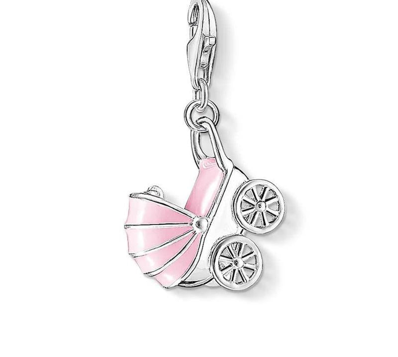 Thomas Sabo Silver Pink Pram Charm