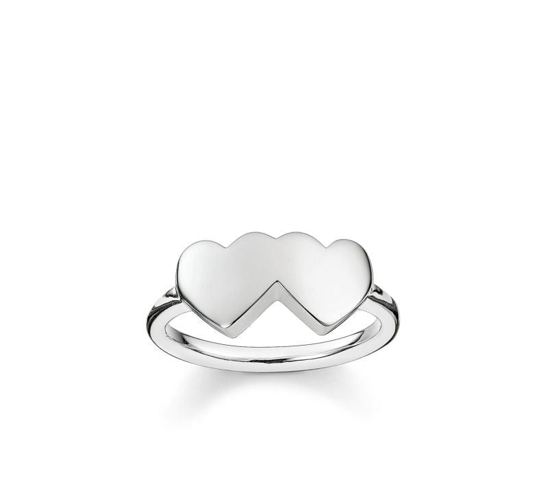 Thomas Sabo Silver Plain Double Heart Ring