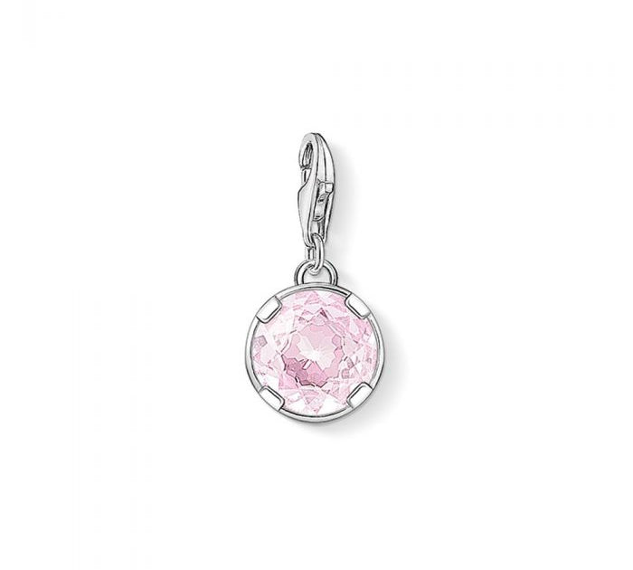 Thomas Sabo Silver Round Pink Synthetic Corundum Charm