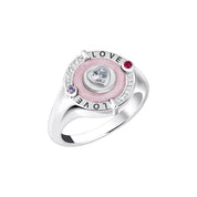 Thomas Sabo Silver Signet Ring with Stones and Pinkish Cold Enamel
