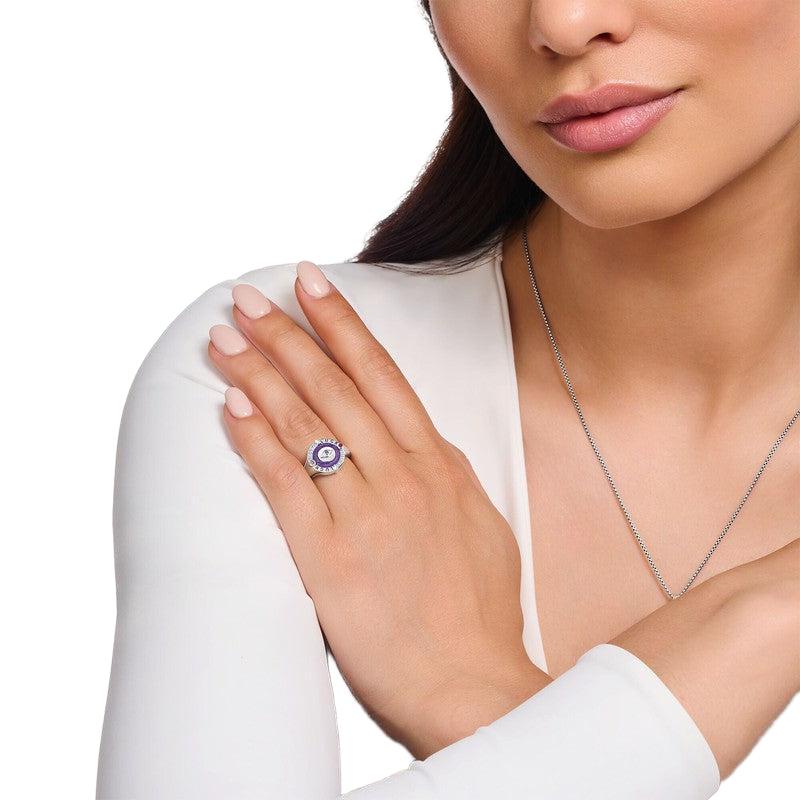 Thomas Sabo Silver Signet Ring with Violet cold Enamel and Colourful Stones