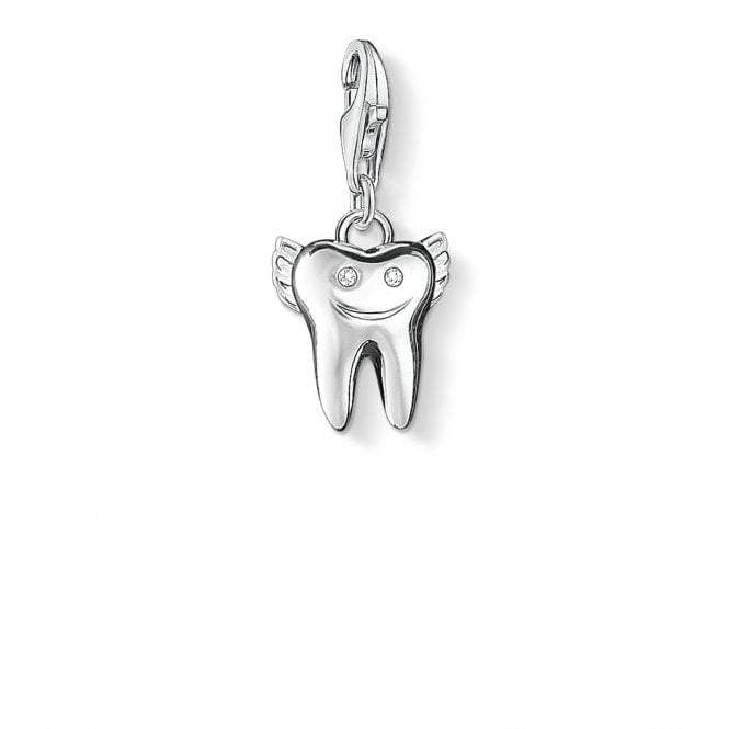 Silver Tooth Fairy White Charm