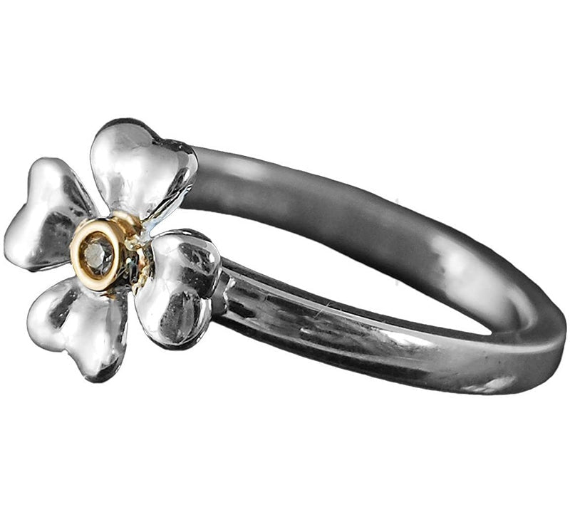 Thomas Sabo Silver and Yellow Gold Diamond Clover Ring