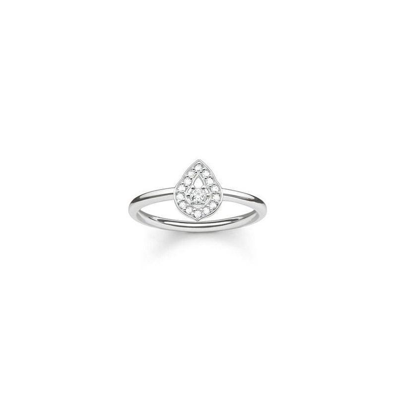 Sterling Silver Zirconia PavÃ© White Silver-Coloured, White Ring