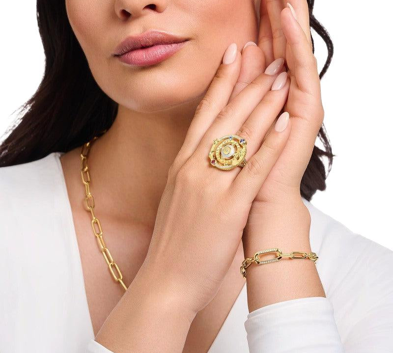 Thomas Sabo Yellow-Gold plated Cocktail Ring with Half-ball and Stones