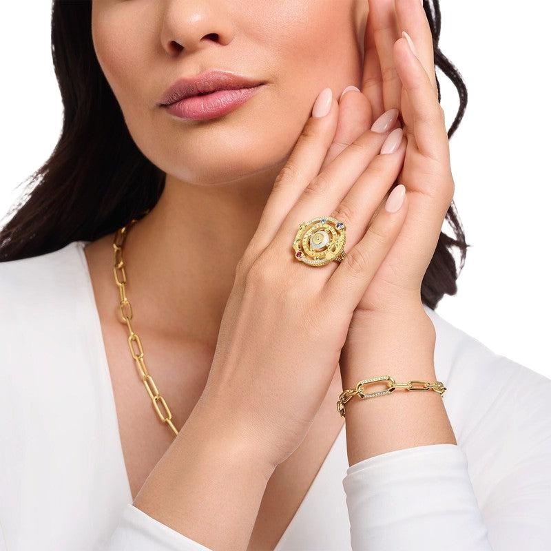 Thomas Sabo Yellow-Gold plated Cocktail Ring with Half-ball and Stones