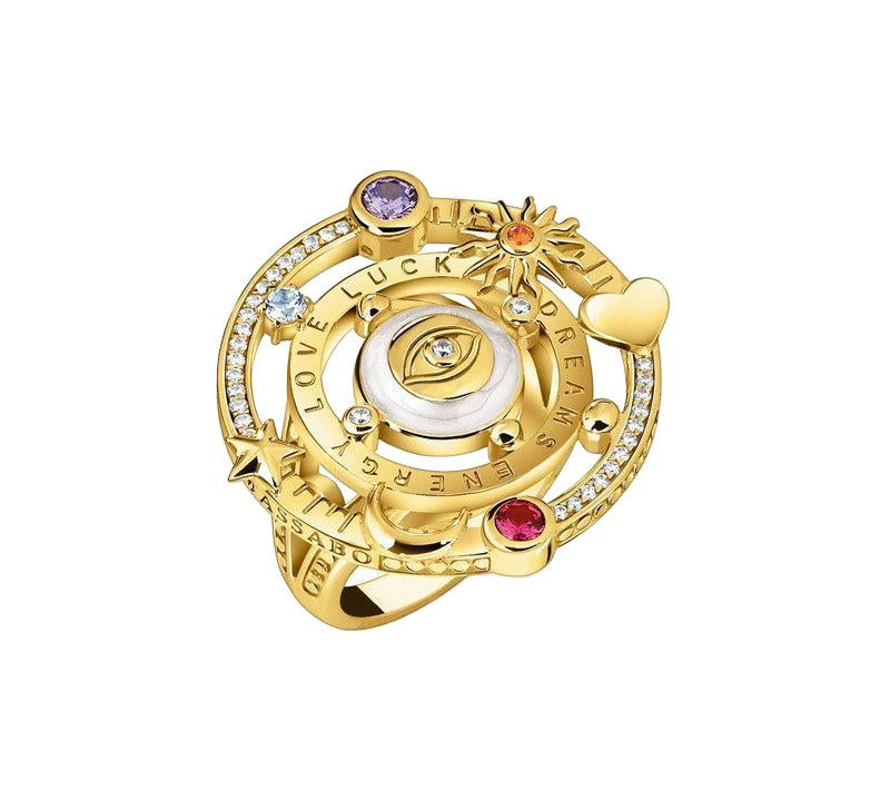 Thomas Sabo Yellow-Gold plated Cocktail Ring with Half-ball and Stones