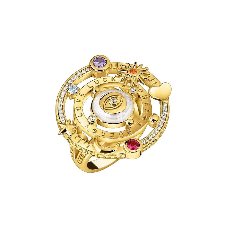 Thomas Sabo Yellow-Gold plated Cocktail Ring with Half-ball and Stones