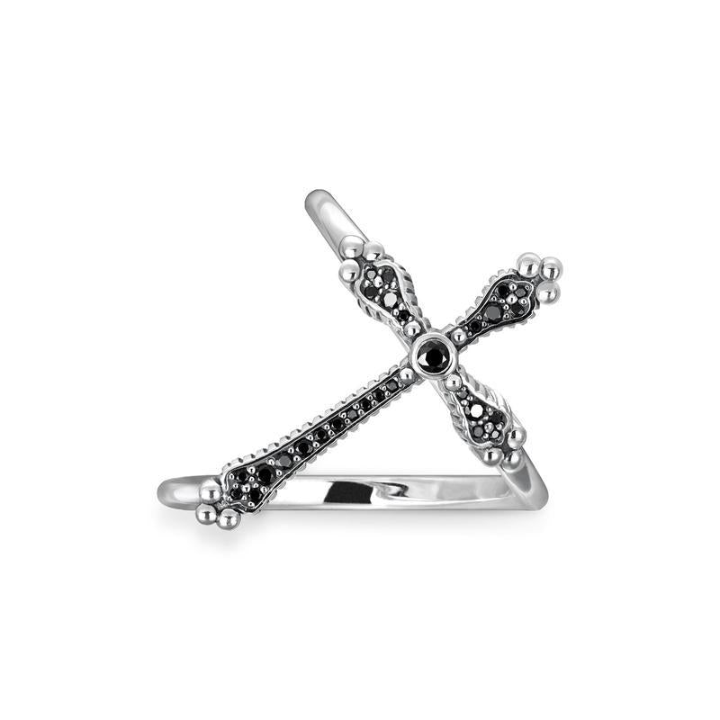 Thomas Sabo ring royalty cross black stones