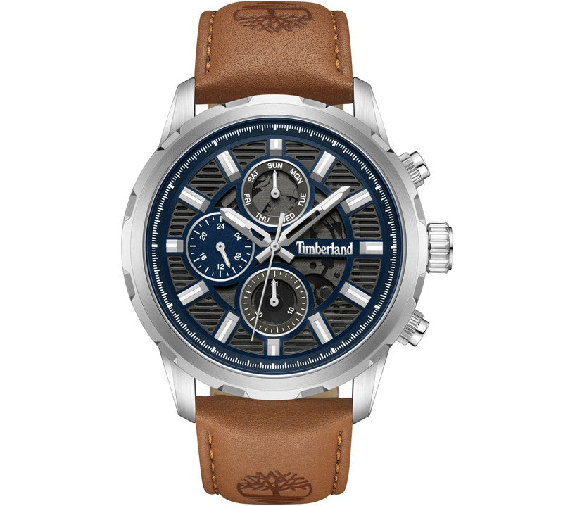 Timberland Hampton Harbour Multifunction Brown Leather Strap Watch