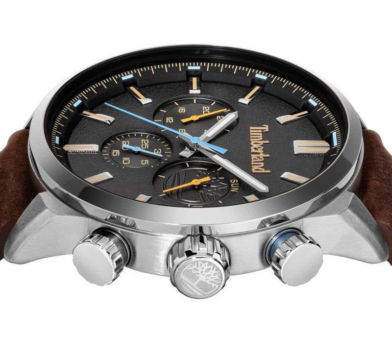 Timberland Henniker II Multifunction Brown Leather Strap Watch