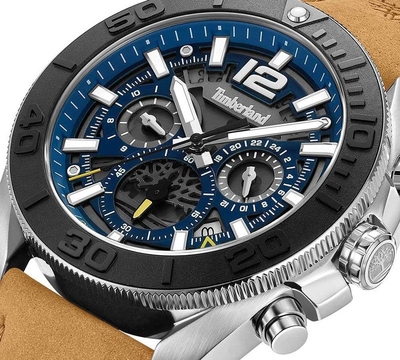 Timberland Marshfield 3 Hands Chronograph Brown Leather Strap Watch