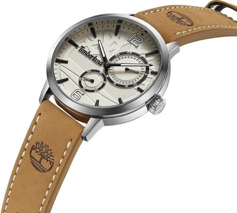 Timberland Multifunction Beige Leather Strap Watch