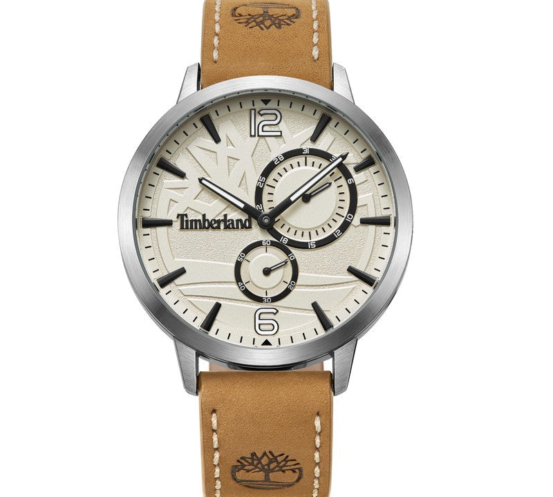 Timberland Multifunction Beige Leather Strap Watch