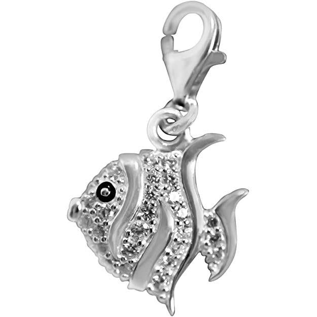 0924-041-14-Silver Clear CZ Angel Fish Charm-Bella-Luna