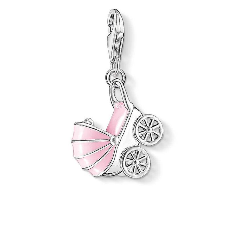 1113-041-9-Silver Pink Pram Charm-Bella-Luna