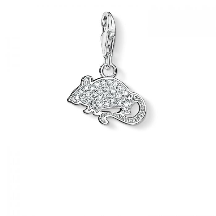 1131-051-14-Silver Cubic Zirconia Mouse Charm-Bella-Luna