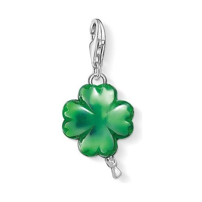 1289-007-6-Silver Green Balloon Cloverleaf Charm-Bella-Luna