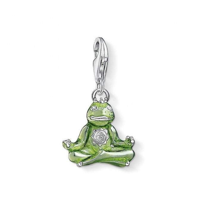 1302-041-6-Silver Green Frog Monk Charm-Bella-Luna