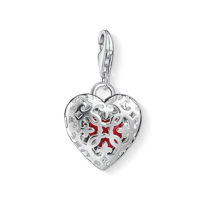 1313-007-10-Silver Red Enamel Locket Heart Charm-Bella-Luna