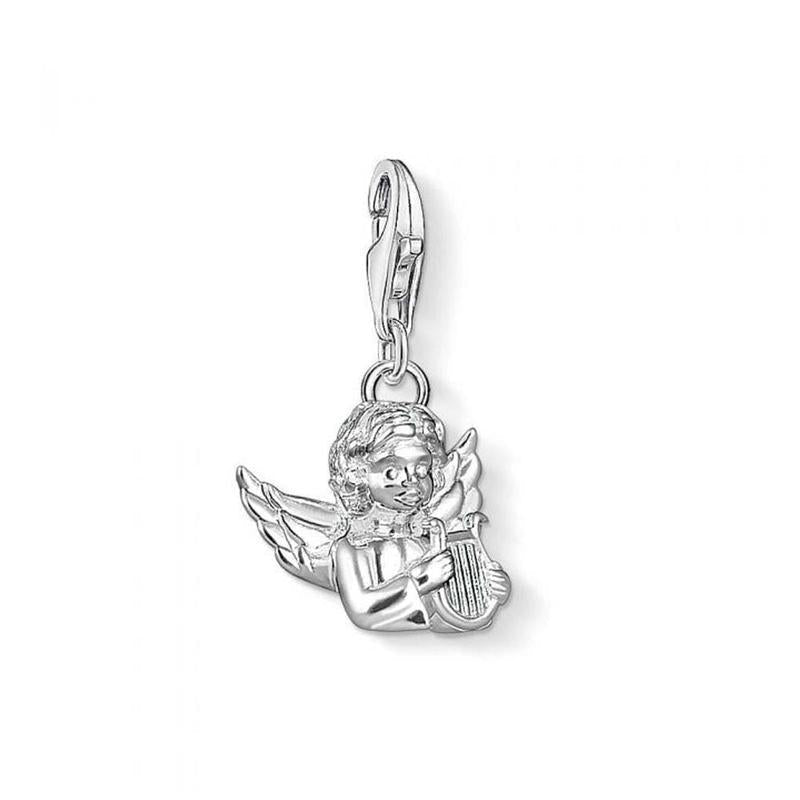 1381-001-12-Silver Angel With Lyre Charm-Bella-Luna