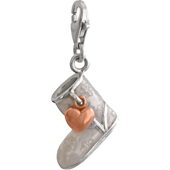 Boot Charm with Rose gold heart