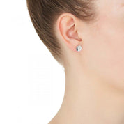 E2418-Najo Double Beat Beaten Finish Circle Stud Earrings-Bella-Luna