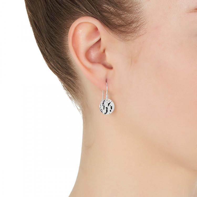 E5660-Najo Rabble 12Mm Beaten Disc Hook Earrings-Bella-Luna
