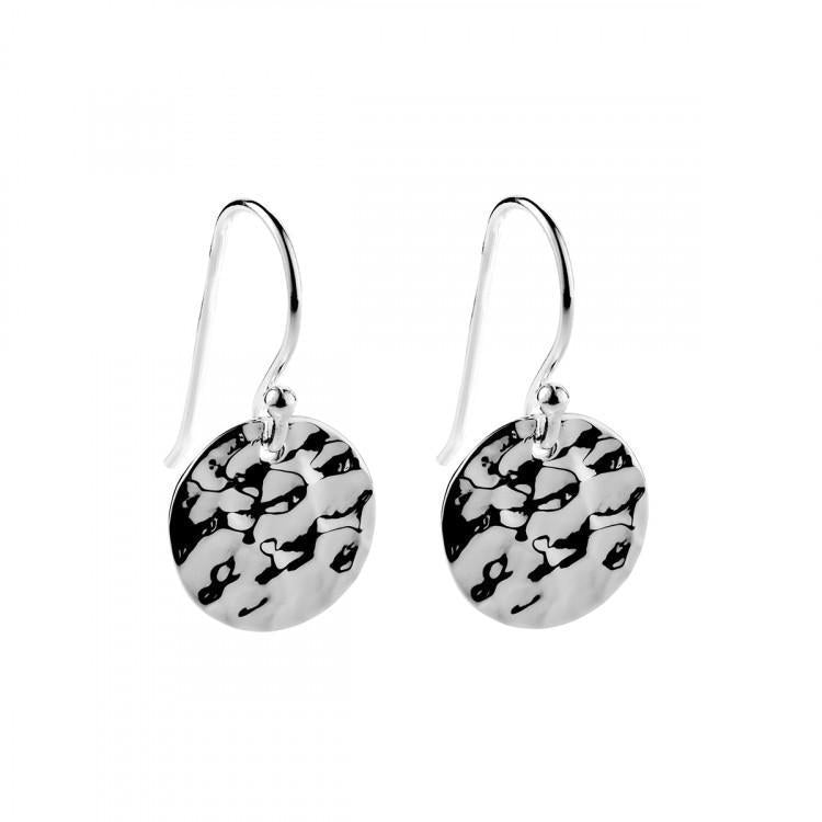 E5660-Najo Rabble 12Mm Beaten Disc Hook Earrings-Bella-Luna