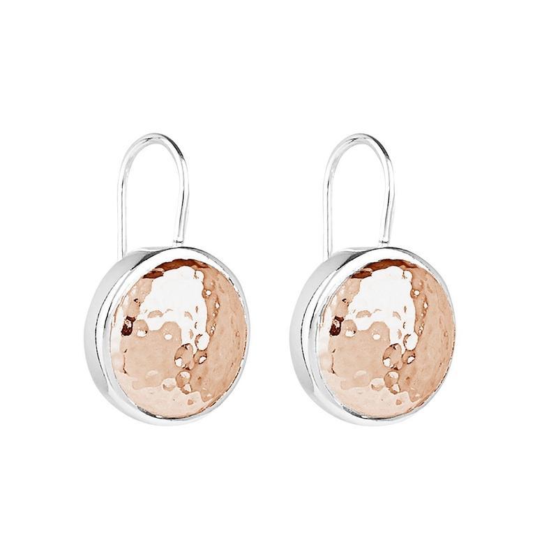 E5917-Najo Grand Silver Glow 16Mm Beaten Disc Hook Earrings-Bella-Luna