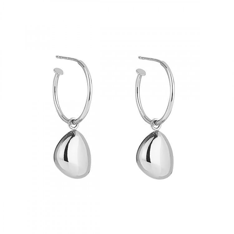 E6080-Najo Piedra 12Mm Pebble On Stud Hoope Earrings-Bella-Luna