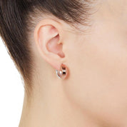 E6137-Najo Breeze 7Mm 2 Tone Huggie Earrings-Bella-Luna