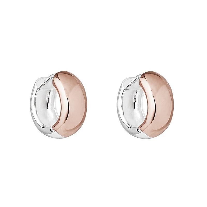 E6137-Najo Breeze 7Mm 2 Tone Huggie Earrings-Bella-Luna