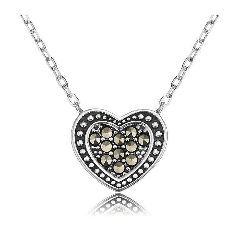 ERN-HEART-MA-Engelsrufer Marcasite Heart Necklace-Bella-Luna