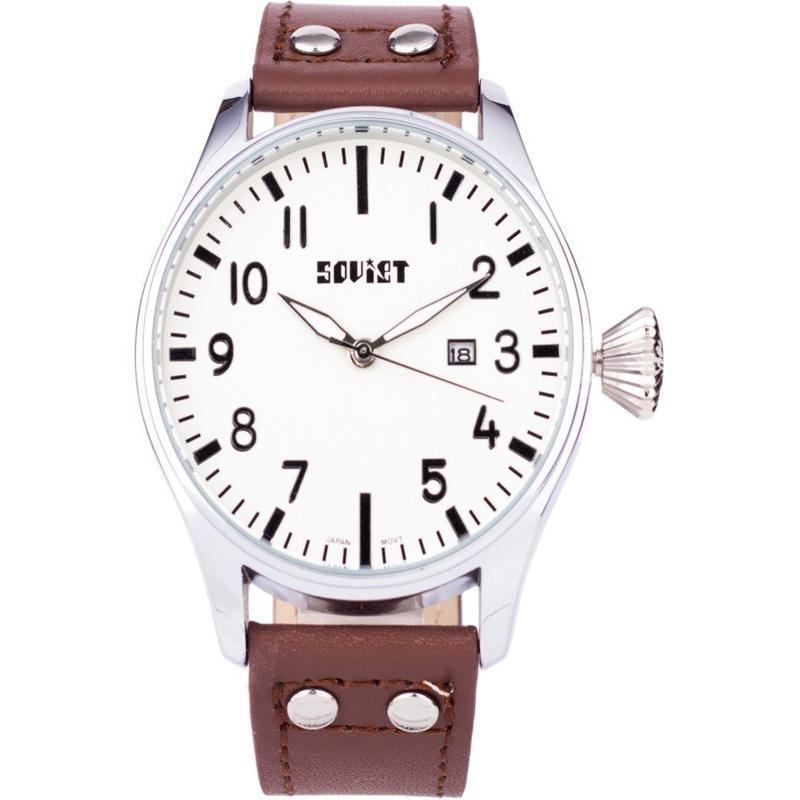 Gents Soviet Brown Leather Cream Dial