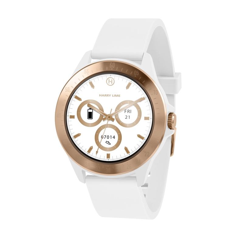 Harry Lime Rose Gold bezel Smart Watch Watch with White Silicone strap HA07-2004