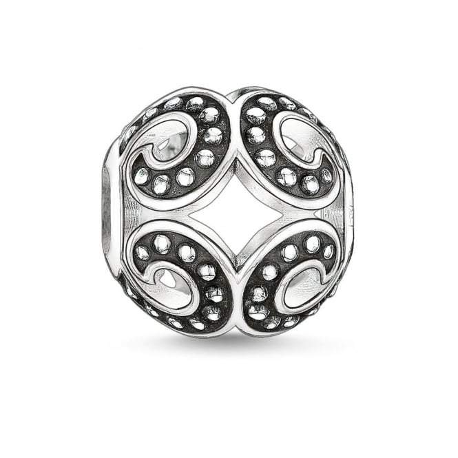 K0061-001-12-Unisex Bead Strong Wave 925 Sterling Silver, Blackened-Bella-Luna